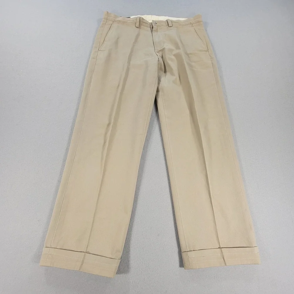 Polo Ralph Lauren Preston Pant Khaki Cuffed Chino Pants Tan Men's 32x28 Cotton